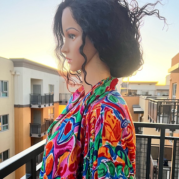 Oversized Vintage Abstract Floral Beaded Kimono Cardigan - Picture 7 of 12